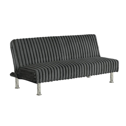 Divano letto futon imbottito con gambe in metallo