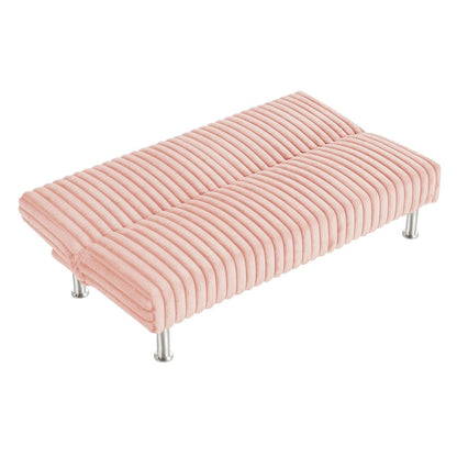 Divano letto futon imbottito con gambe in metallo