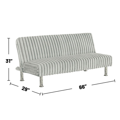Divano letto futon imbottito con gambe in metallo