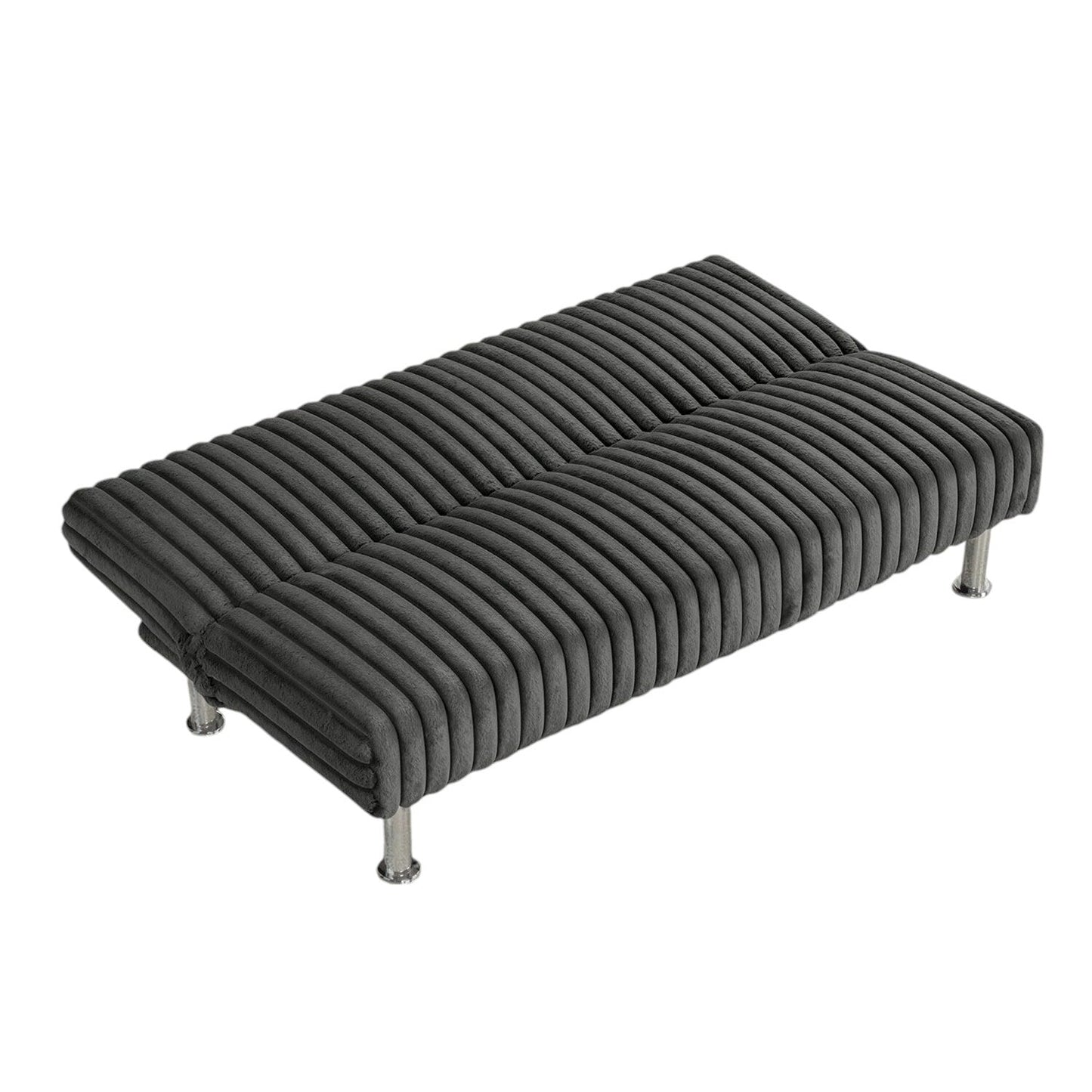Divano letto futon imbottito con gambe in metallo