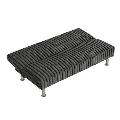 Divano letto futon imbottito con gambe in metallo