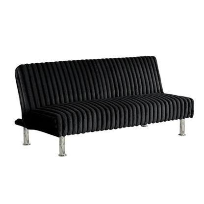 Divano letto futon imbottito con gambe in metallo