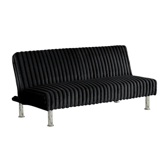 Divano letto futon imbottito con gambe in metallo