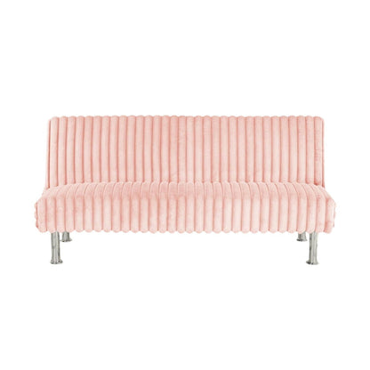 Divano letto futon imbottito con gambe in metallo