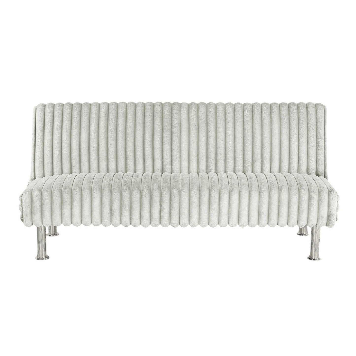 Divano letto futon imbottito con gambe in metallo