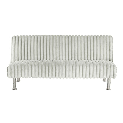 Divano letto futon imbottito con gambe in metallo