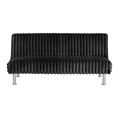 Divano letto futon imbottito con gambe in metallo