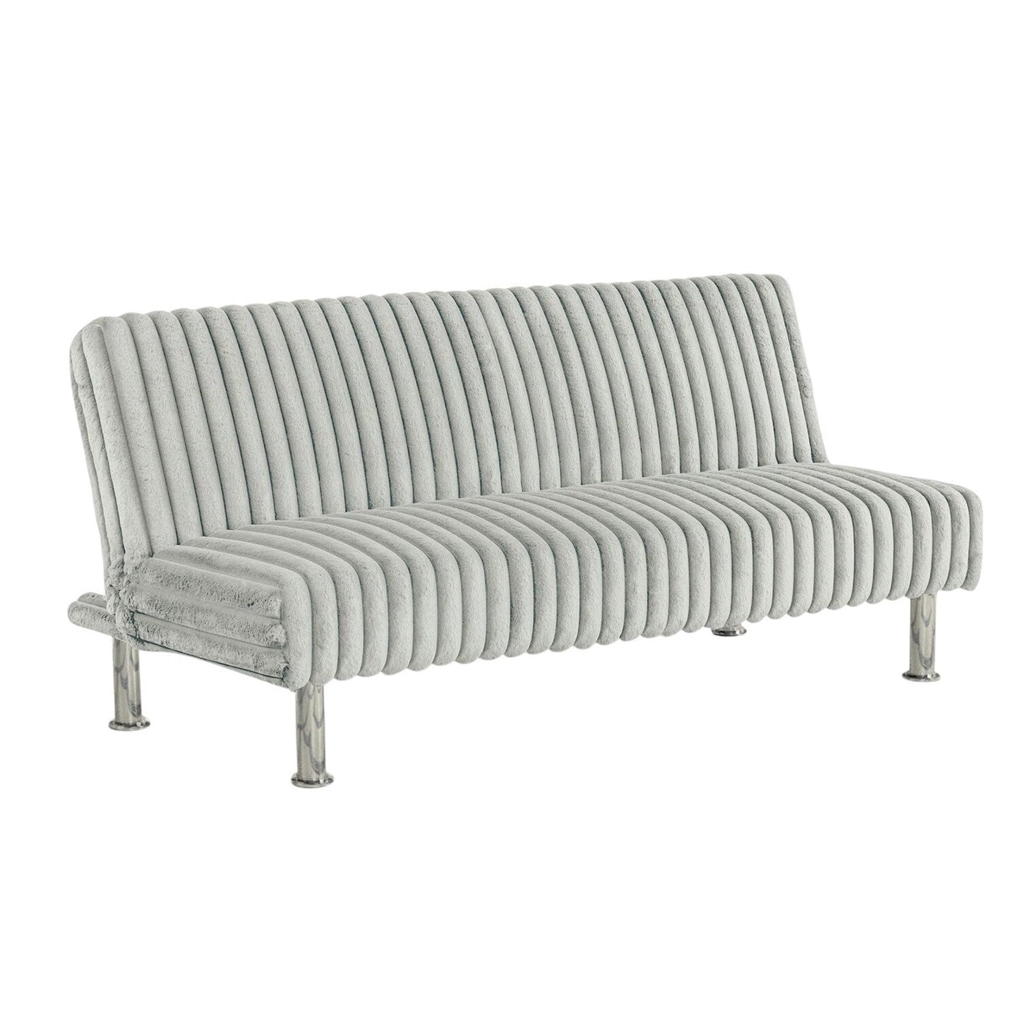 Divano letto futon imbottito con gambe in metallo