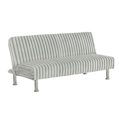 Divano letto futon imbottito con gambe in metallo