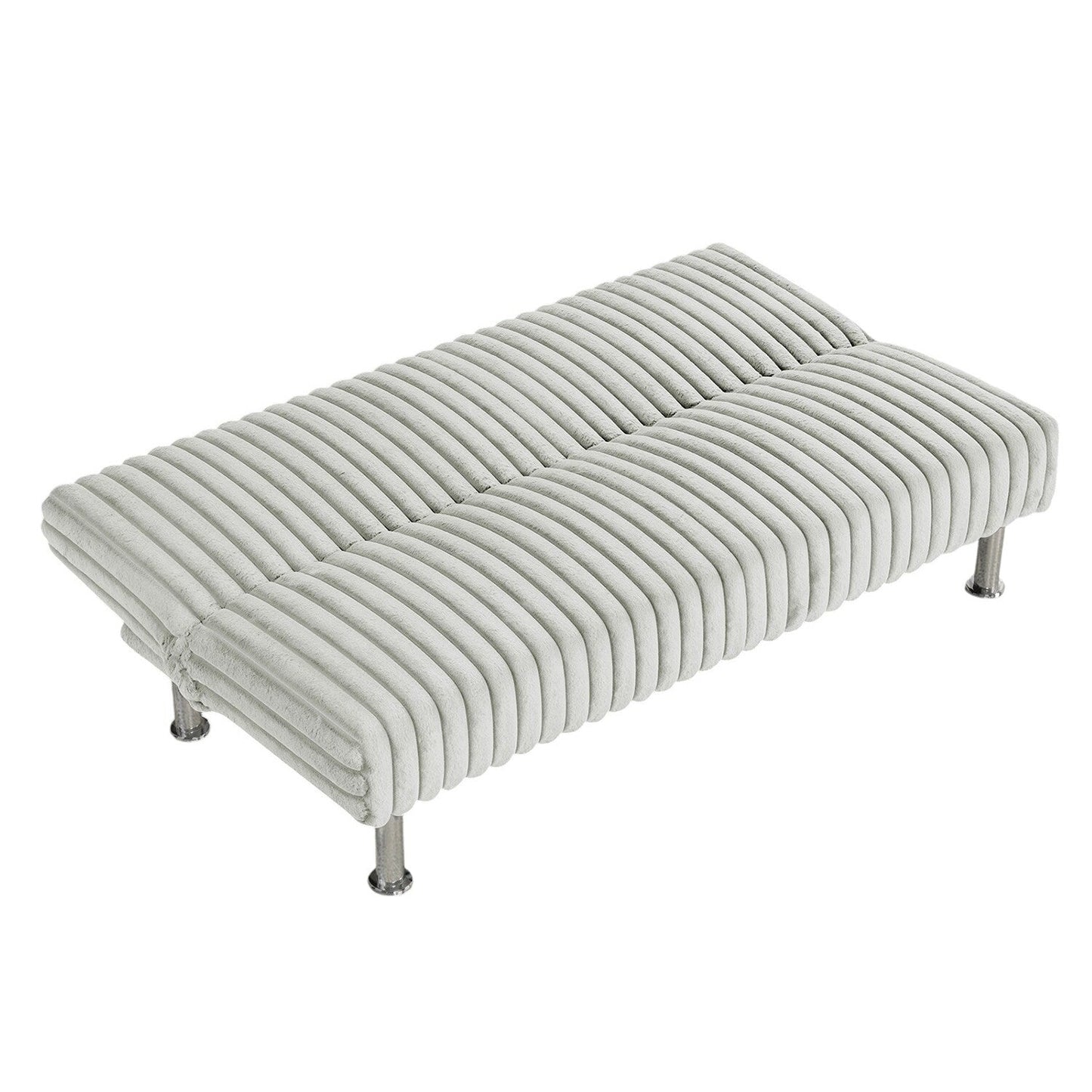 Divano letto futon imbottito con gambe in metallo
