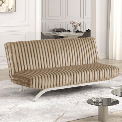 Divano letto futon imbottito con schienale trapuntato verticale