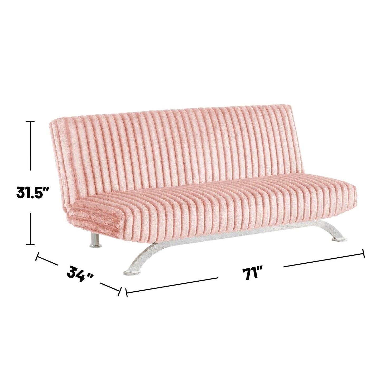 Divano letto futon imbottito con schienale trapuntato verticale