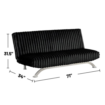 Divano letto futon imbottito con schienale trapuntato verticale