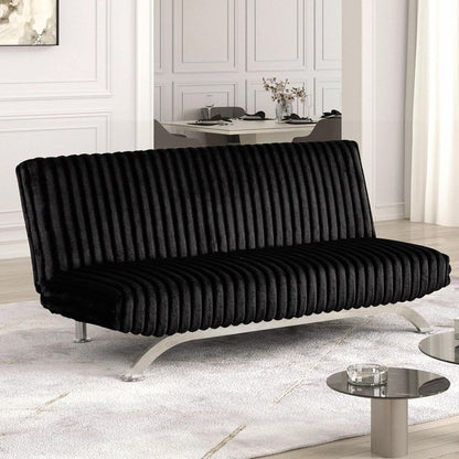 Divano letto futon imbottito con schienale trapuntato verticale