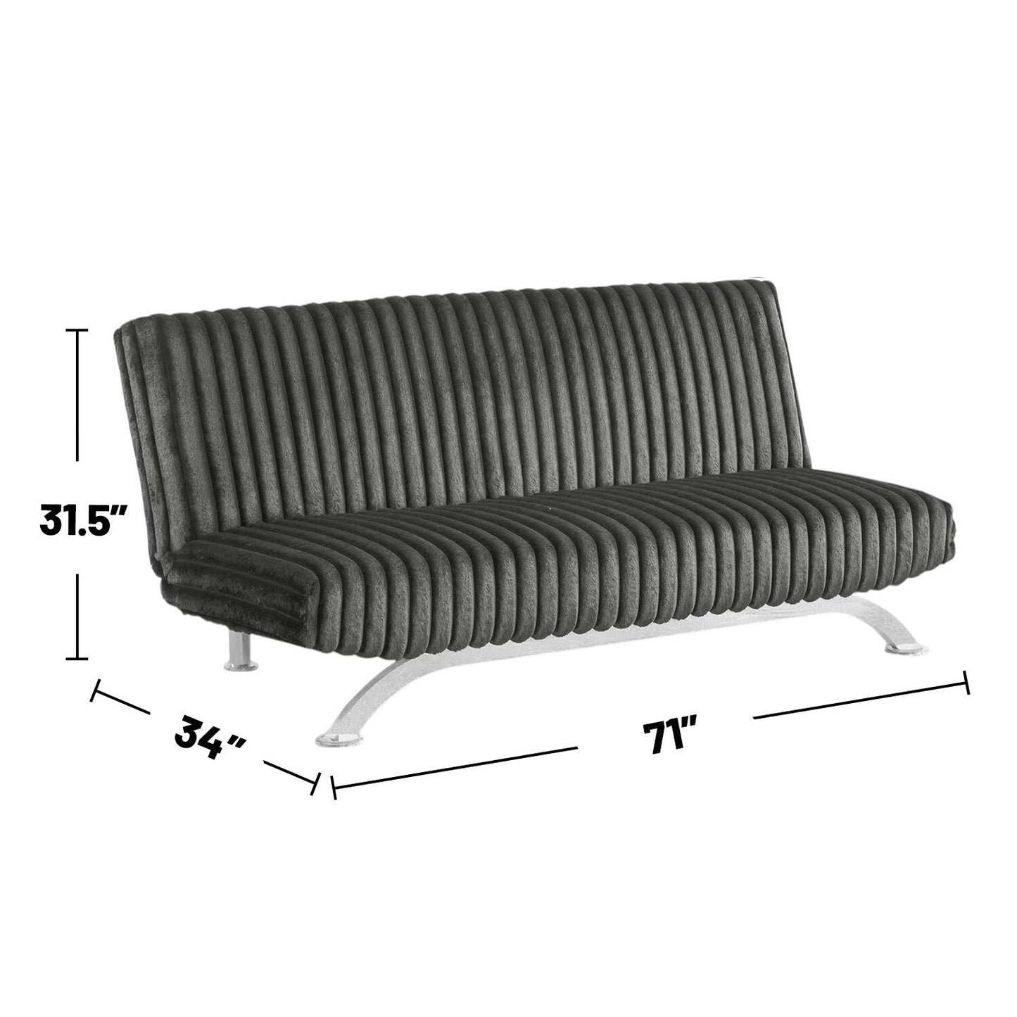 Divano letto futon imbottito con schienale trapuntato verticale