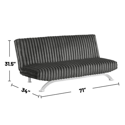 Divano letto futon imbottito con schienale trapuntato verticale
