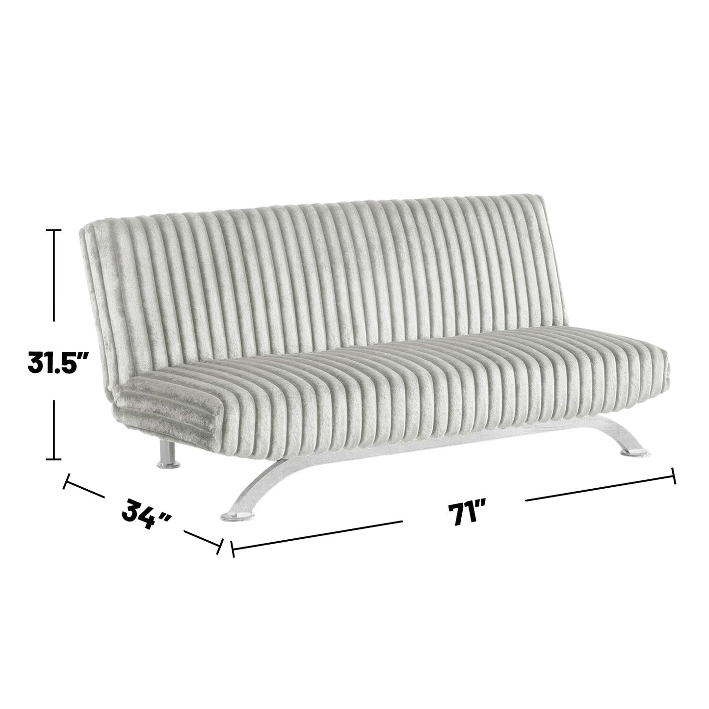 Divano letto futon imbottito con schienale trapuntato verticale