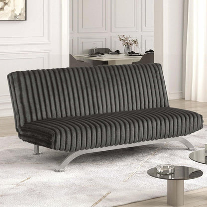 Divano letto futon imbottito con schienale trapuntato verticale