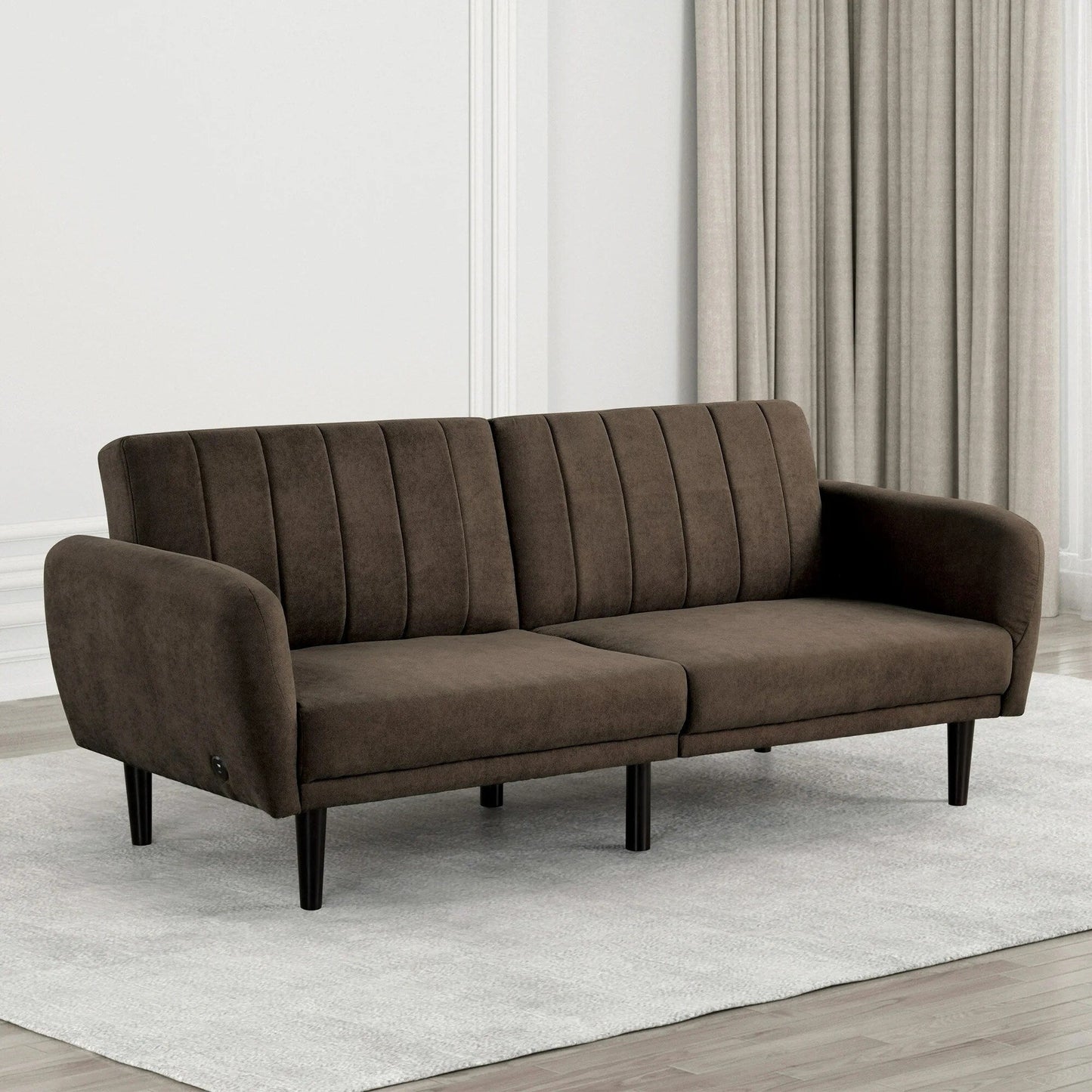 Divano futon imbottito con schienale canalizzato