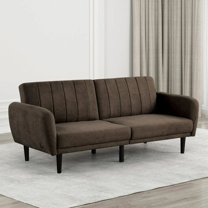 Divano futon imbottito con schienale canalizzato