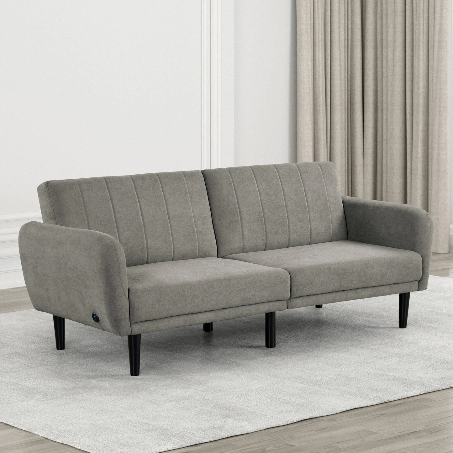 Divano futon imbottito con schienale canalizzato