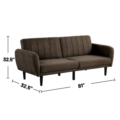 Divano futon imbottito con schienale canalizzato