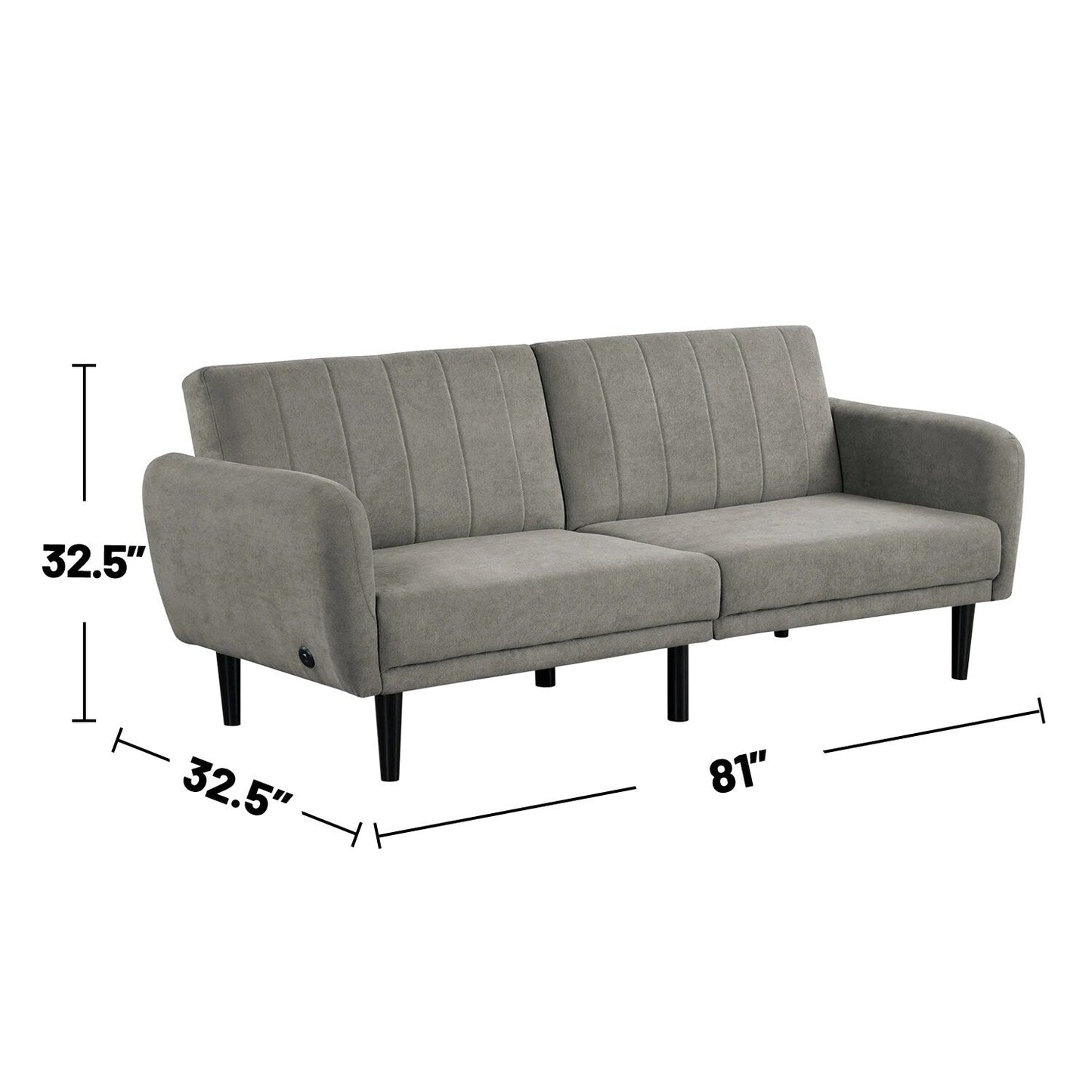 Divano futon imbottito con schienale canalizzato