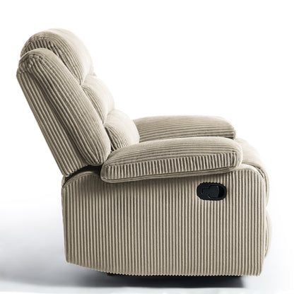 Poltrona reclinabile manuale imbottita in velluto a coste di cotone con braccioli larghi