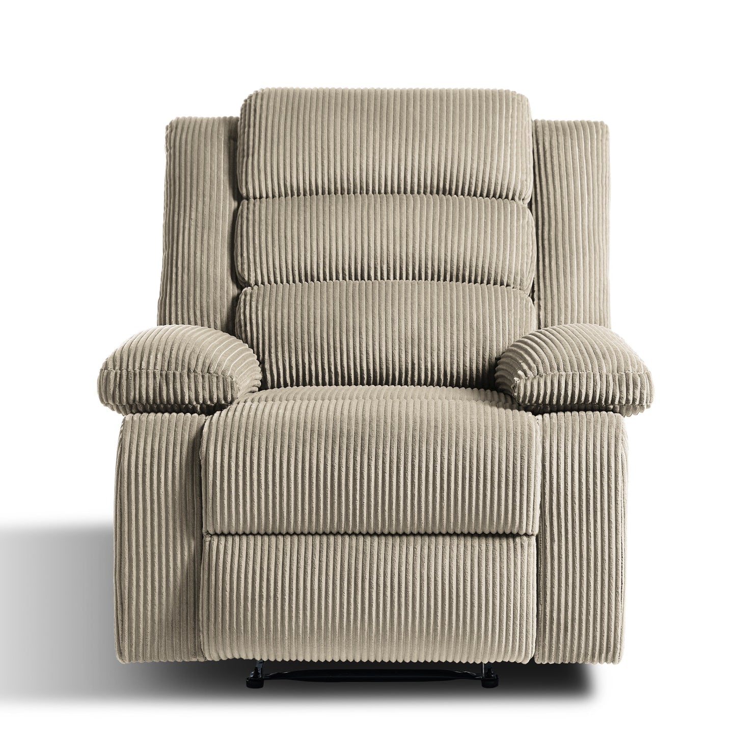 Poltrona reclinabile manuale imbottita in velluto a coste di cotone con braccioli larghi