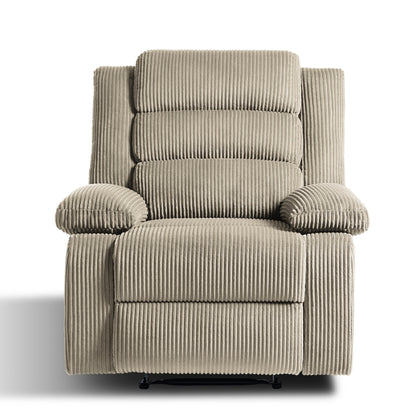Poltrona reclinabile manuale imbottita in velluto a coste di cotone con braccioli larghi