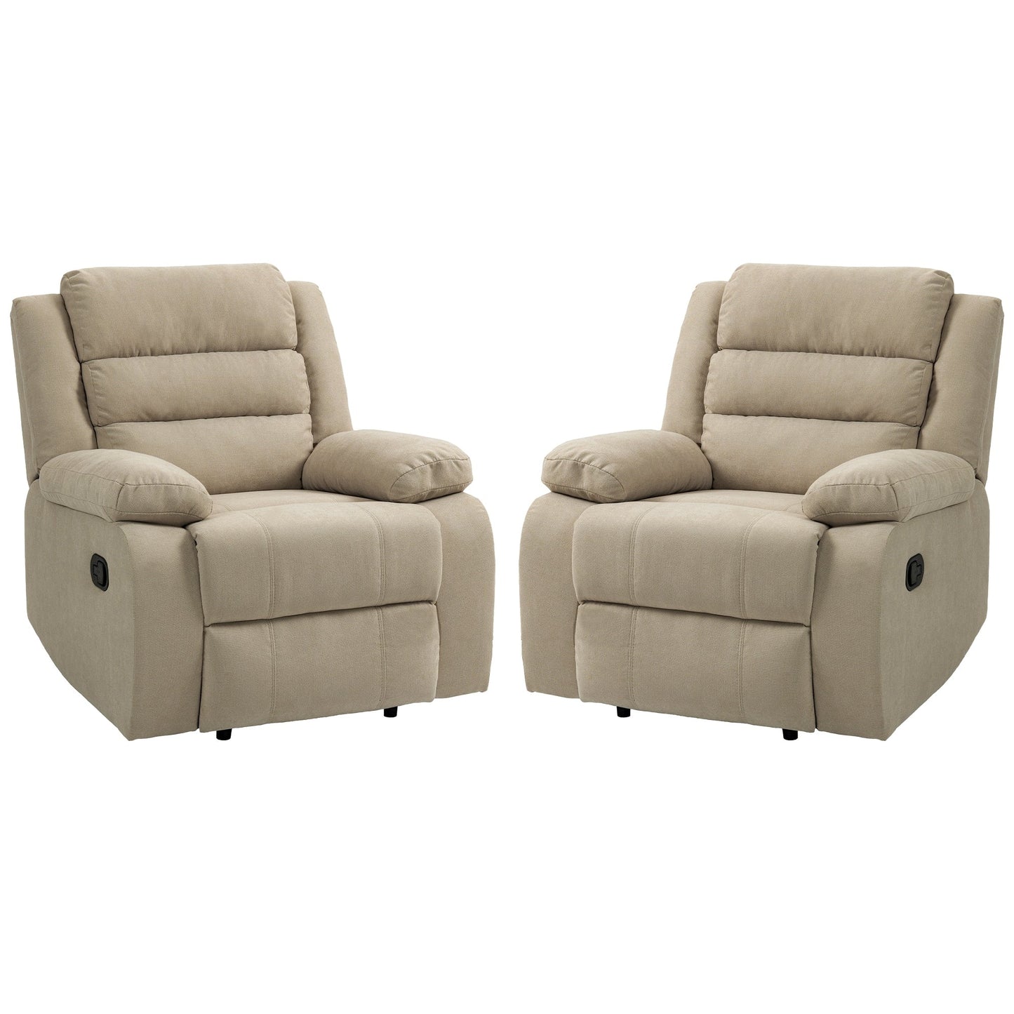 Poltrona reclinabile manuale imbottita in velluto a coste di cotone con braccioli larghi