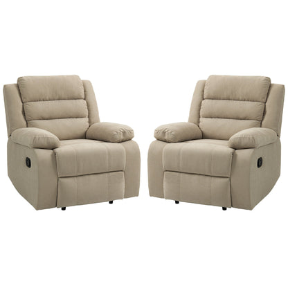 Poltrona reclinabile manuale imbottita in velluto a coste di cotone con braccioli larghi