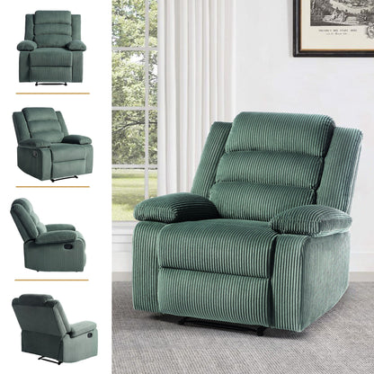 Poltrona reclinabile manuale imbottita in velluto a coste di cotone con braccioli larghi