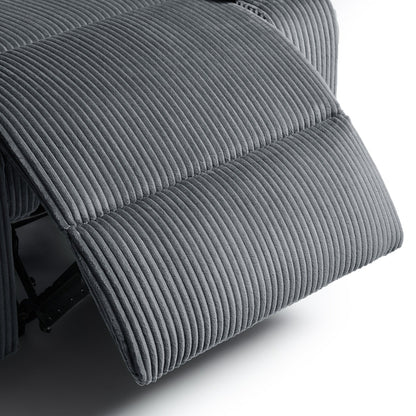 Poltrona reclinabile manuale imbottita in velluto a coste di cotone con braccioli larghi