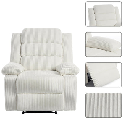 Poltrona reclinabile manuale imbottita in velluto a coste di cotone con braccioli larghi