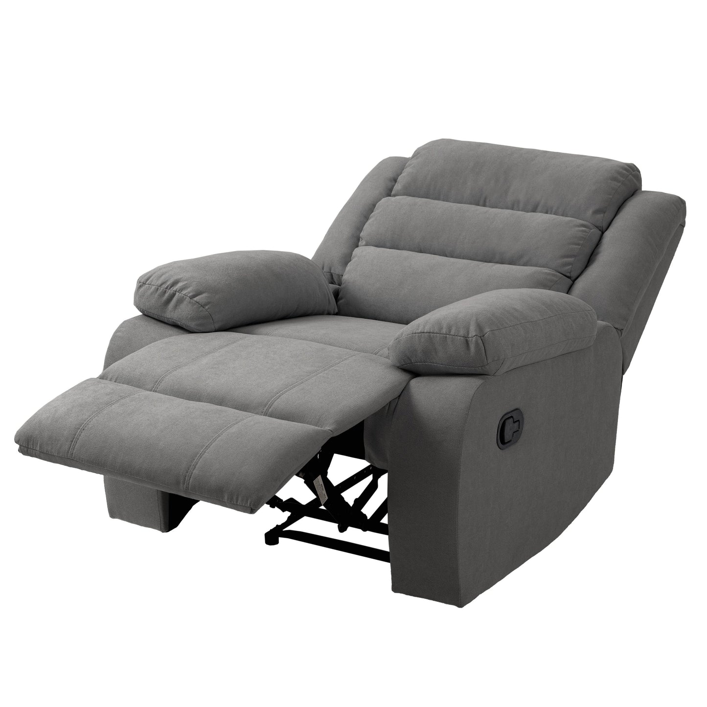 Poltrona reclinabile manuale imbottita in velluto a coste di cotone con braccioli larghi