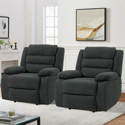 Poltrona reclinabile manuale imbottita in velluto a coste di cotone con braccioli larghi