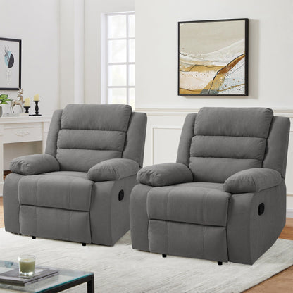 Poltrona reclinabile manuale imbottita in velluto a coste di cotone con braccioli larghi