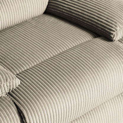 Poltrona reclinabile manuale imbottita in velluto a coste di cotone con braccioli larghi