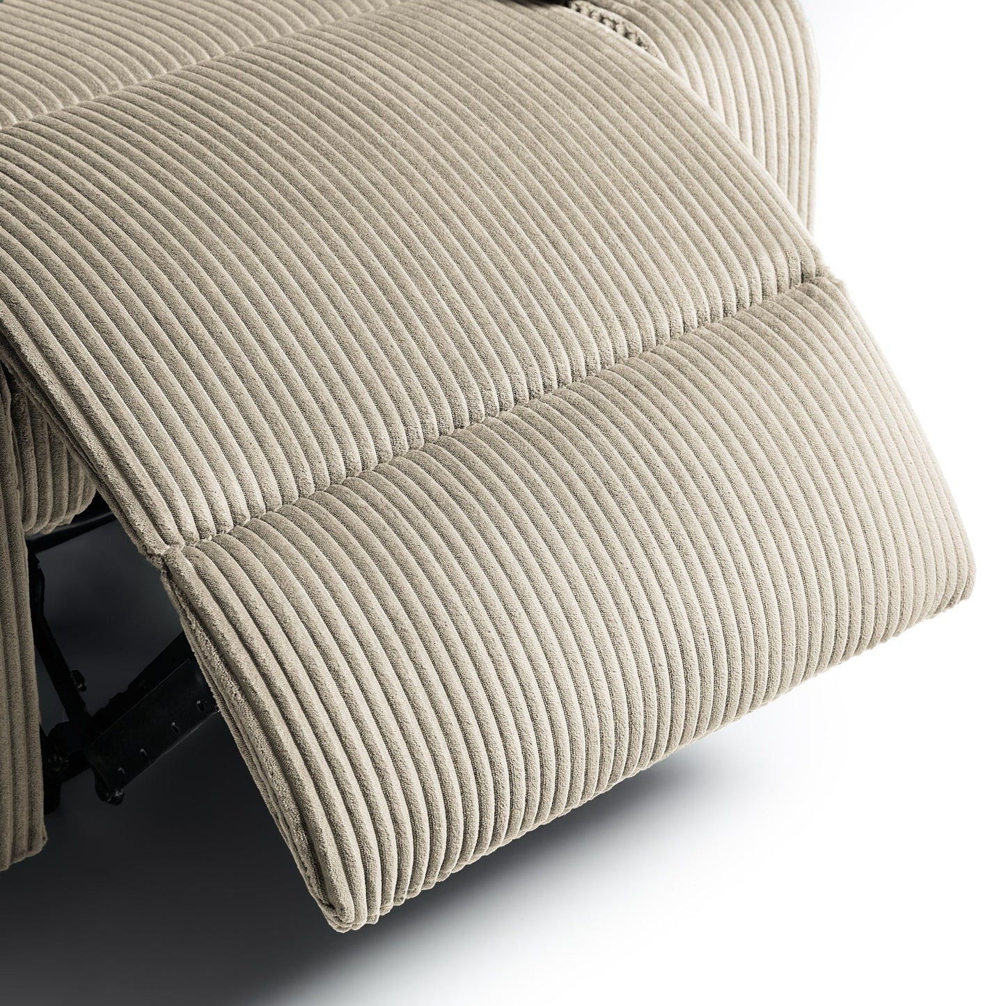 Poltrona reclinabile manuale imbottita in velluto a coste di cotone con braccioli larghi