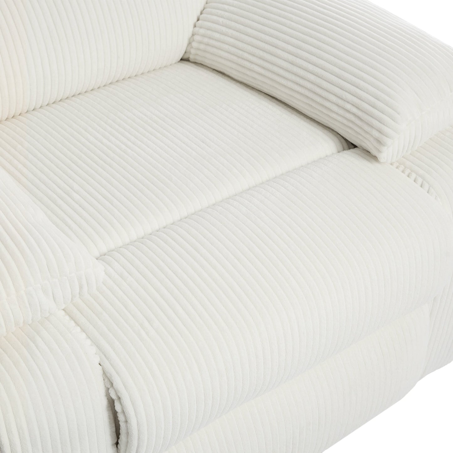 Poltrona reclinabile manuale imbottita in velluto a coste di cotone con braccioli larghi