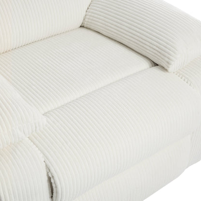 Poltrona reclinabile manuale imbottita in velluto a coste di cotone con braccioli larghi