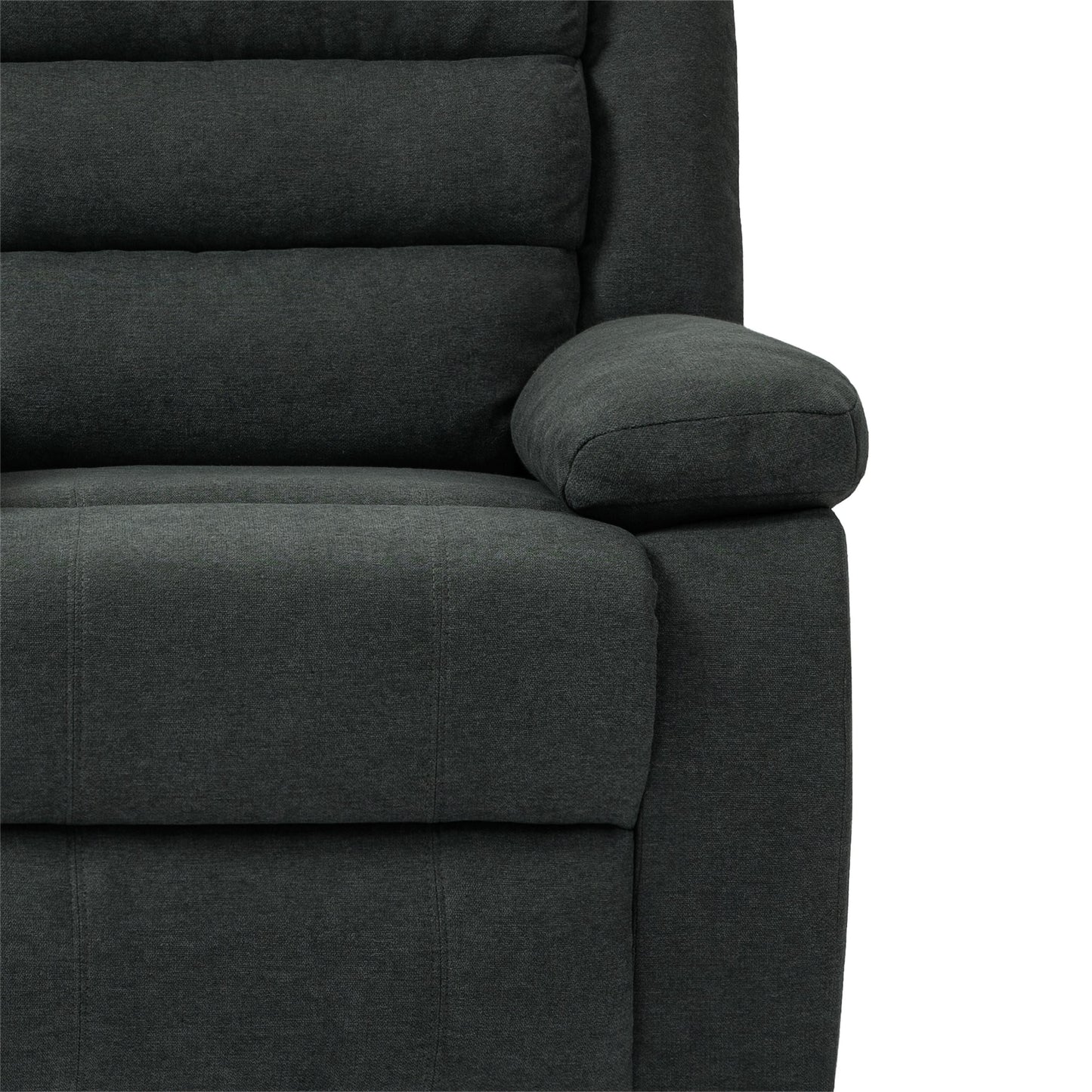 Poltrona reclinabile manuale imbottita in velluto a coste di cotone con braccioli larghi