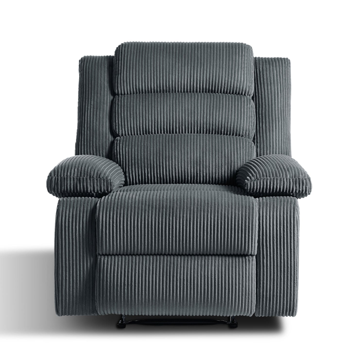 Poltrona reclinabile manuale imbottita in velluto a coste di cotone con braccioli larghi
