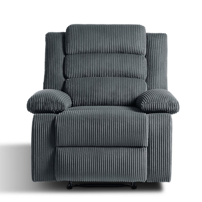 Poltrona reclinabile manuale imbottita in velluto a coste di cotone con braccioli larghi
