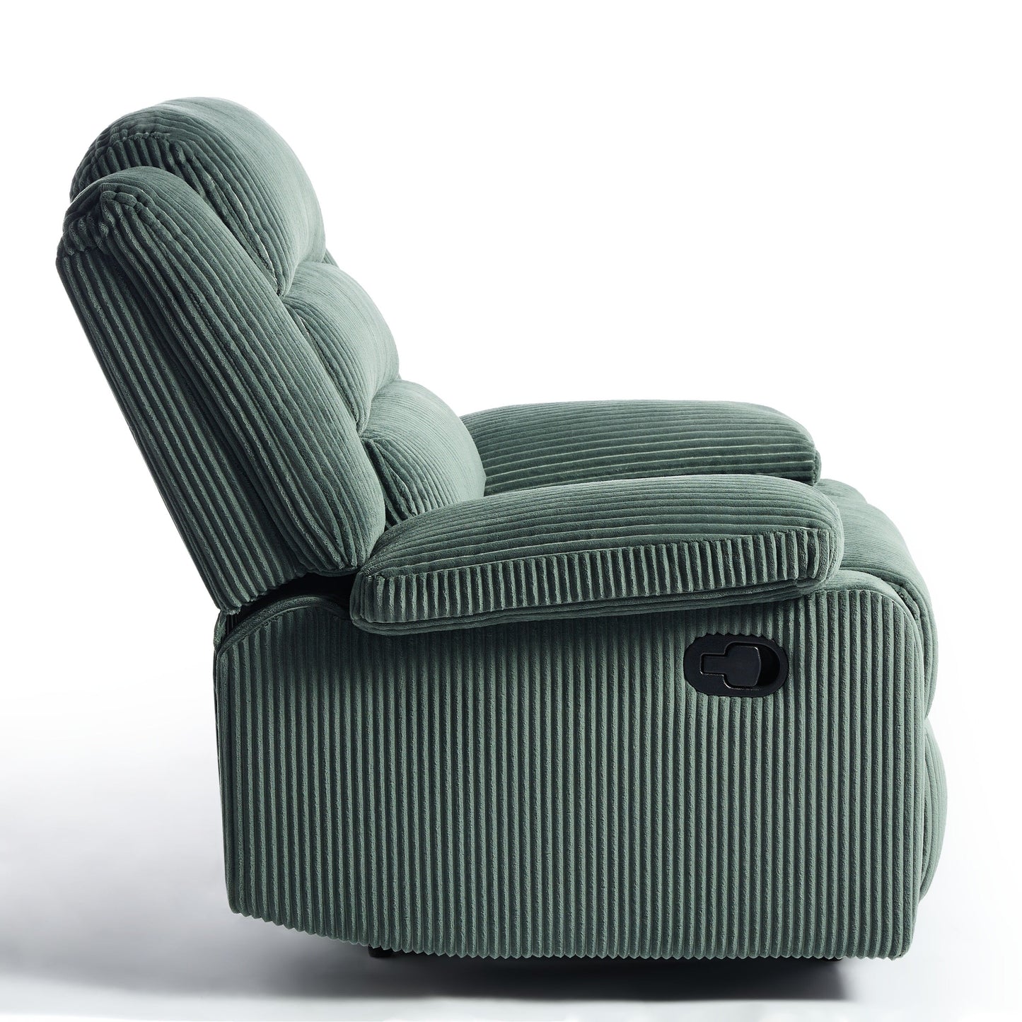 Poltrona reclinabile manuale imbottita in velluto a coste di cotone con braccioli larghi