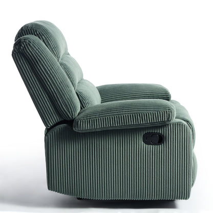 Poltrona reclinabile manuale imbottita in velluto a coste di cotone con braccioli larghi