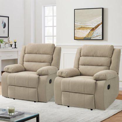 Poltrona reclinabile manuale imbottita in velluto a coste di cotone con braccioli larghi