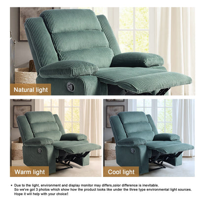 Poltrona reclinabile manuale imbottita in velluto a coste di cotone con braccioli larghi