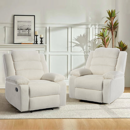 Poltrona reclinabile manuale imbottita in velluto a coste di cotone con braccioli larghi